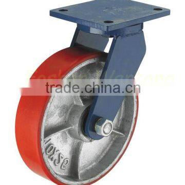 Super Heavy Duty Polyurethane Blue Bracket Rotating Locking Caster Wheel