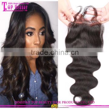 Natural color brazilian human hair closure with free part body wave grade 8a virgin hair closure piece