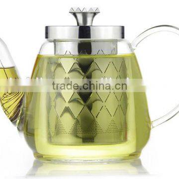 mouth blown glass modern teapot