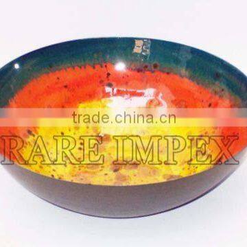 Enamel Metal serving Bowl With Multi Color Enamel Finish