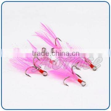 China Professional Custom Pink Feather Fishing Hooks Carbon Steel photo-2