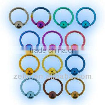 Anodized titanium BCR piercing body jewelry