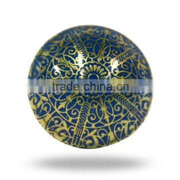 Round Metal Floral Print Knob