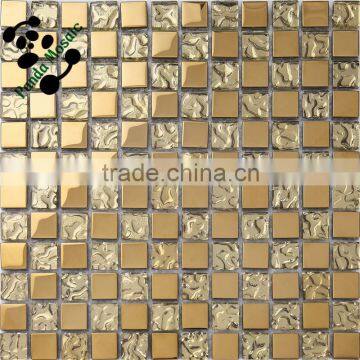 SMP05 3d travertine mosaic tile mixed color mosaic tiles Electroplate look mosaic