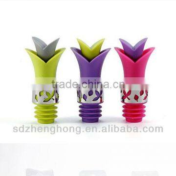 Metal Ring Lily Shaped Bottle Stopper Silicone Wine Pourer