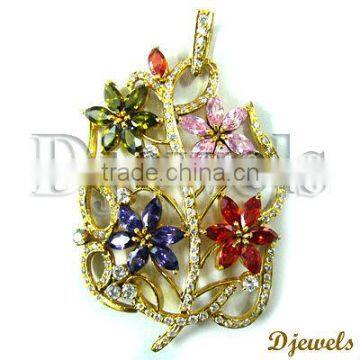 Ruby Sapphire Tourmaline Diamond Pendants, Diamond Gold Pendants, Diamond Jewelry
