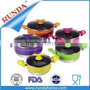 Hot pink non stick aluminium saucepots cookware