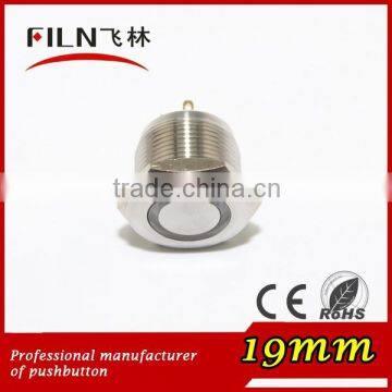 19mm Stainless steel waterproof metal Ring LED illuminated pushbutton switches