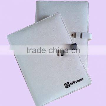 Spiral PU leather notebook agenda cover with USB