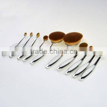10pcs Silver White Private Label Cosmetics Oval Makeup Brush Maquiagem photo-2