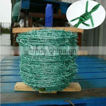 PVC finish metal Barbed wire 1.6mm wire 300m length roll with handle green barbed wire