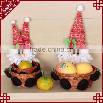Cute Santa Claus Style Wicker Gift Basket Set Christmas Ornaments 2016 photo-2