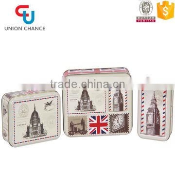 City Style Design 3PCS Rectangle Stoage Tin Box