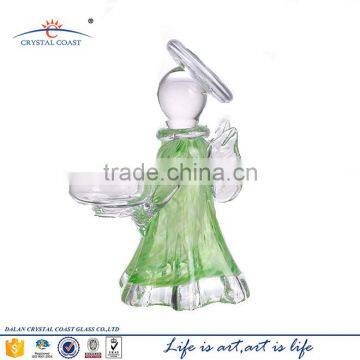 hand blown 6.3''H glass angel candle holder