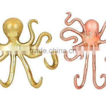 octopus shape gold and copper finish brass hanger , decorative item