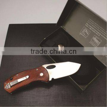 Mini Outdoor Camping Survival Tool Wooden Handle Multifunction Pocket Knife