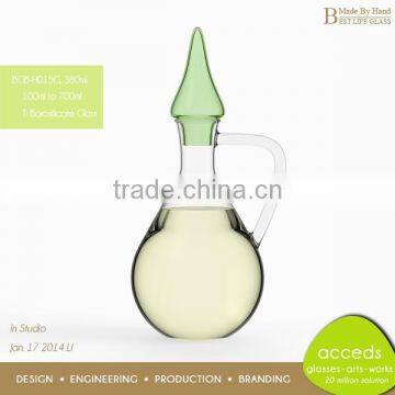 Lead Free Hand Blown Glass Oil & Vinegar Bottle photo-5
