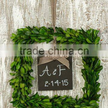 Preserved Boxwood Square Wreath With Silk Bowknot photo-2