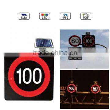 Waterproof IP65 Solar Powered(Charging) Traffic LED & Optical Fiber Sign Light (Velocity 100Km Limit Sign)