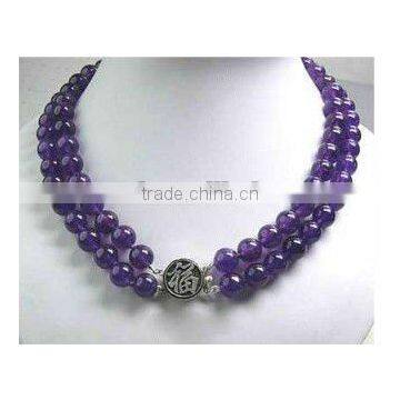 8mm round natural amethyst necklace