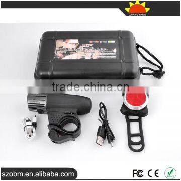 USB Rechargeable Front and Tail Light 200 Lumens 4 Mode Bicycle Light Kit photo-6