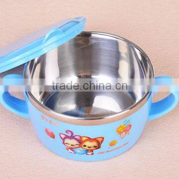 color Stainless Steel Serving Soup Baby Bowl with Lid kids suction bowl