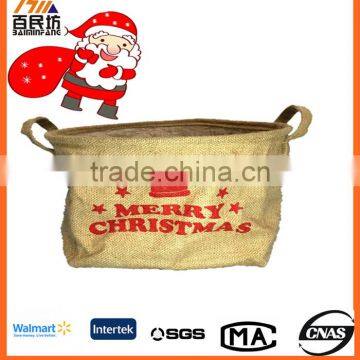 Christmas gift tote bag jute fabric recycling gift bag