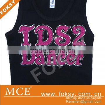 dancer glitter vinyl heat transfer with iron on rhinestone- FOKSY