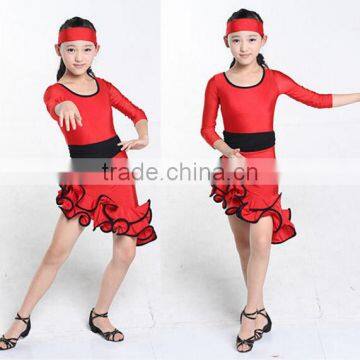 Long sleeve pleated latin dress for girls LT008