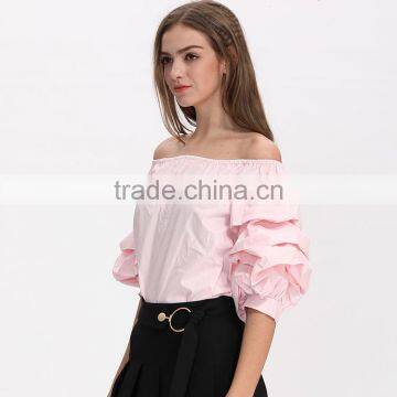 2017 Women off Shoulder New Summer Cotton Blouse Designs photo-4