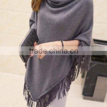 USA Brand Hot Selling Pullover Poncho Sweater/Irregular Loose Tassel Sweater photo-3