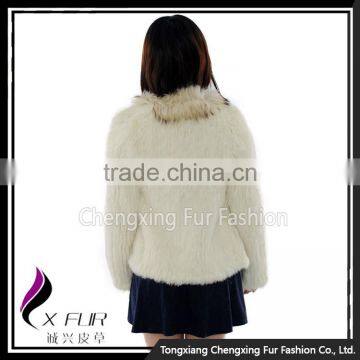 CX-G-A-95C Flower Pattern Genunie Rabbit Fur Jacket photo-3