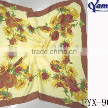 Fashion hot popular square satin floral scarf