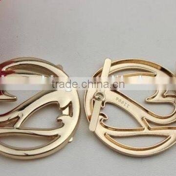 Wholesale shoe accessory gold hollow metal buckle for shoe