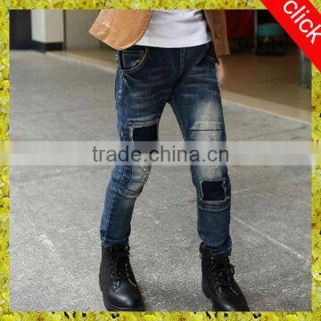 2015 fashion children boys ripped patch jeans pants, high quality children boys denim jeans,boys trouser