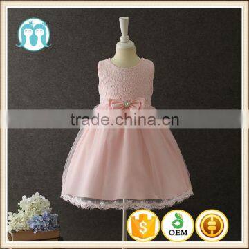 Hot sale girl party wear western kids clothes girls dresses pink cheap price Canton wholesaler