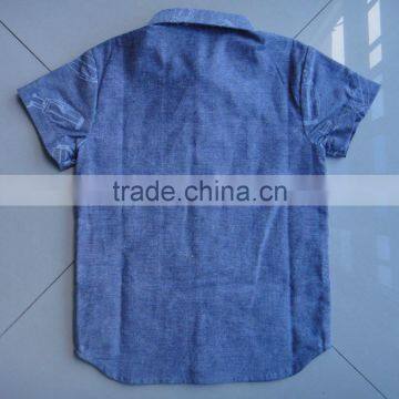 100% Cotton Stand Collar Boy's Shirt Short Sleeve photo-2