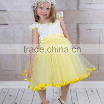 Girls Yellow Tutu Princess Lace Vintage Dress photo-2