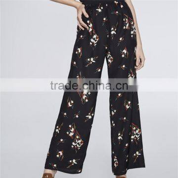 Chic Ropa Mujer Floral Wide Legs Shape Print Black Dressy Pants Outfits photo-6