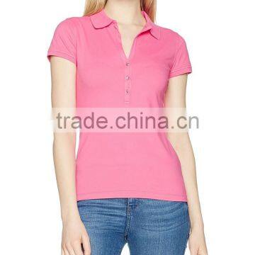 Women's Short Sleeve Pima Cotton Three-button Placket Guangzhou Polo Shirt Wholesale photo-3