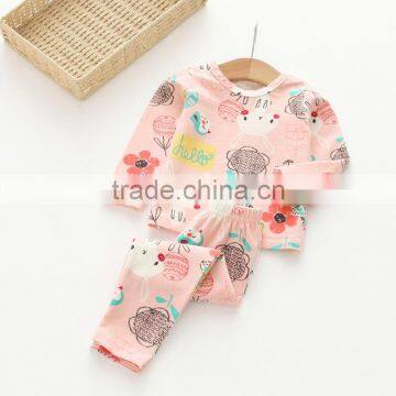 Autumn New Style Animal and Flower Printing Cotton Soft Girl Pajamas photo-4