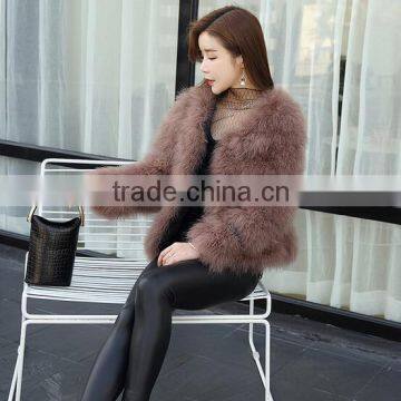 2017 autumn and winter women's new short high quality fur jacket real Ostrich feather fur coat