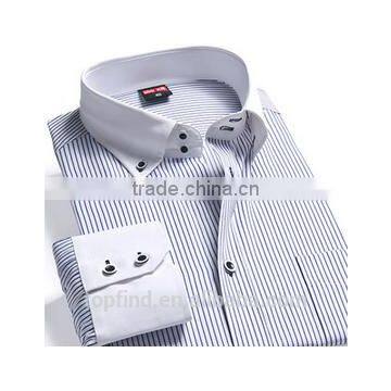 Latest Shirt Designs for Men 2015 Long Sleeve Stripe Casual Business Man Shirt photo-2