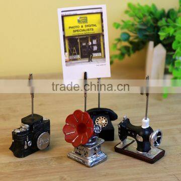 Novel Cute Sewing Machine Phonograph Camera Phone Shape Name Card Paper Photo Clips Holder Stand Resin Craft for Logo Custom photo-2