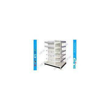 Metal Light Duty Supermarket Display Shelves Powder Finish , Three Sided