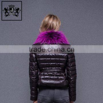 Wholesale good price winter ultra light women down jackets with real fur collar