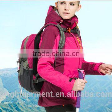 BTJ-0025 red and blue trip hardshell waterproof jacket for camping & hiking wear