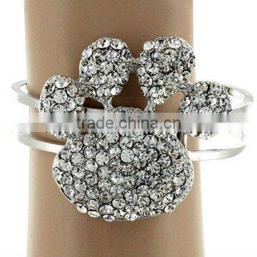 Silvertone/Crystal Accents/2" Paw Print * 0.5" Band/Magnetic Closure/Lead Safe/Cuff Bracelet/ Bangle photo-5