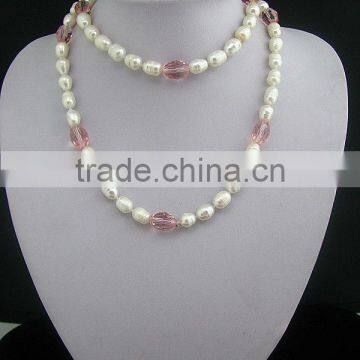 Nice Pearl Necklace Glass Crystal Bead Necklace photo-2