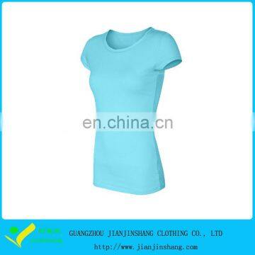 Slim Fitted High Performance Polyester Blank Blue Training T Shirts For Girl